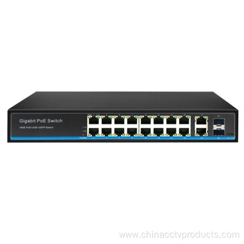 16Ports PoE Switch with Gigabit Uplink and SFP